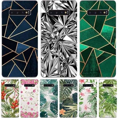 Plants Flowers Banana Leaves geometry soft TPU Phone cases cover For Samsung Glaxy S6 7 8 9 Note 8 9 10 Edge Soft Silicone Back