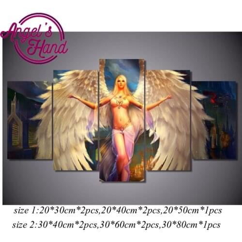 5pcs/set 3d DIY Diamond Paintings guardian angel full diamond Embroidery kits mosaic pattern Cross Stitch home Decor painting
