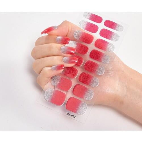 Christmas Dress Up Powder Sequins Glitter Gradient Color Nail Stickers Nailart Sticker Self Adhesive Nail Decoration