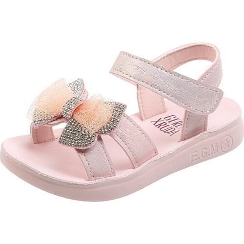 2021 Summer New Girls Princess Sandals Childrens Bow Fashion Soft Bottom Girl Western Style Sandals Kids Soft Bottom Sandals
