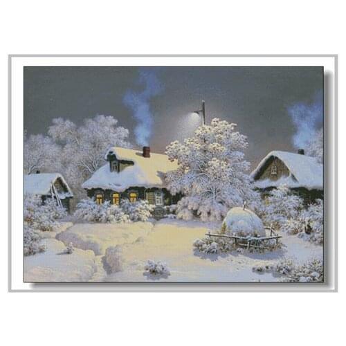 Oneroom Winter village Embroidery Snowy day Scenery Needlework Crafts 14CT Unprinted Cross Stitch Kit Art DMC DIY Quality