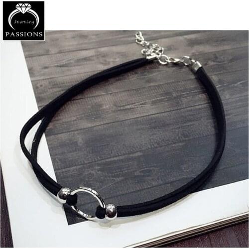 PASSIONS Fine Jewelry Choker Necklace Small Pearl Pendent Necklace Short Double Layers Black Choker For Women&Girl Gift