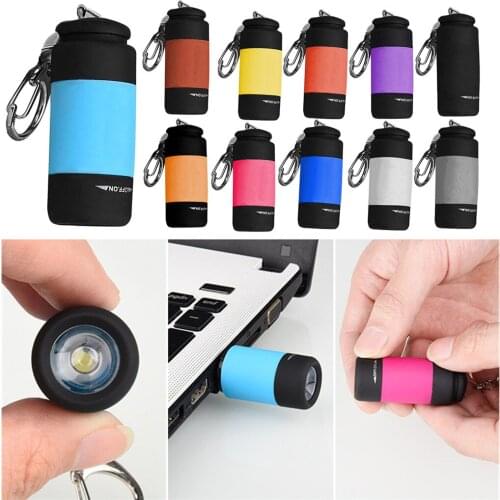 Portable Mini LED Flashlight Key Chain Torch Outdoors Waterproof Built-in Battery USB Rechargeable Hiking Camping Flashlights