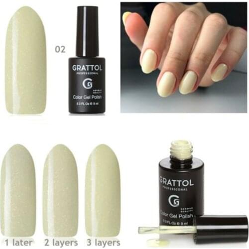 GRATTOL Professional 9ml Polish ONYX 02 Yellow Glitter Sequins Soak Off UV Gel Varnish Color Top Coat UV LED Gel Varnish