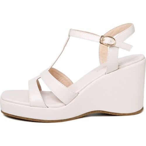 Open Toe Wedge Sandals T-Shaped Buckle Solid Color WomenS Shoes Platform WomenS Shoes
