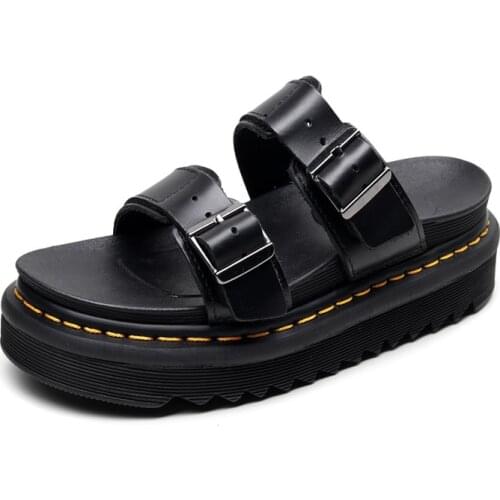 Women more comfortable leather platform sandals foot bed breathable leisure Roman women sandals girls platform sandals