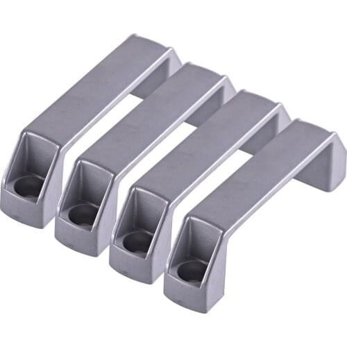 Silver 120mm Aluminum Alloy Black Machine Industrial Equipment Cupboard Cabinet Door Oblong Pull Handle Pack of 4