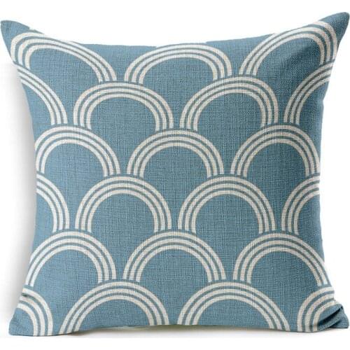 Blue Wavy Ripples Line Cushion Cover Decorative Cushion Covers Geometric Printed Sofa Pillows Cases Housse De Coussin BZT-76