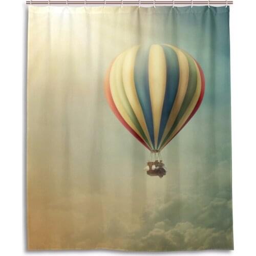 Hot Air Balloon Cortina De Chuveiro Modern Curtains For Bathroom Anti Mold Colorful Fabric Shower Curtains With Hooks