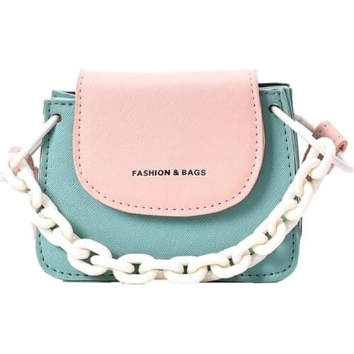 Mini Square Chain Tote Bag Contrast Color Shoulder Messenger Bag Summer New High-quality Leather Womens Designer Handbag #30