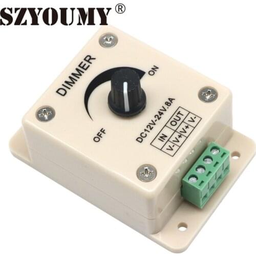 SZYOUMY 12V 24V DC 8A Single Color LED Dimmer Switch Brightness Controller for Led Lamp Strip Light