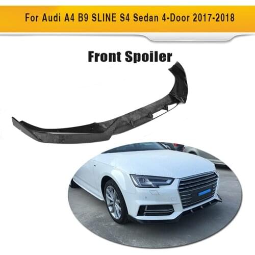 Carbon fiber Car Front Lip Spoiler Protector For Audi A4 B9 SLINE S4 Sedan 4 Door 2017 2018 Black FRP
