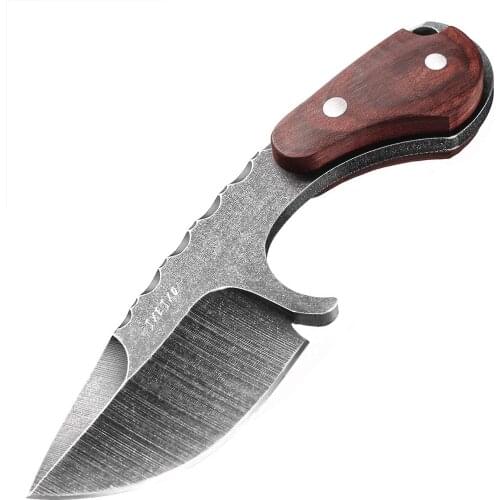 JXE JXO Outdoor Knife Fixed Blade with Sheath Cleaver Hunting Field Knife Survival Knife with Red Wood Handle