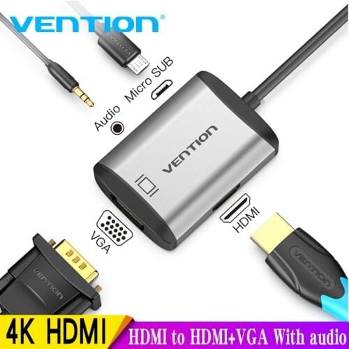 Vention HDMI to HDMI VGA Adapter 4K HDMI Converter HDMI VGA Cable for Laptop PC HDTV PS4 Monitor Projector HDMI to VGA Converter