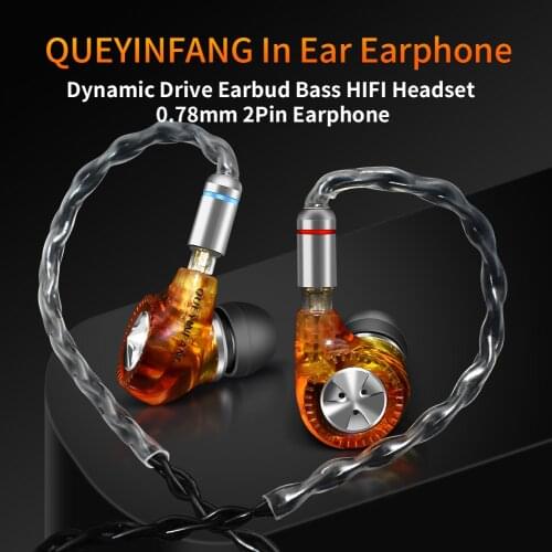 QUEYINFANG In Ear Earphone Dynamic Drive Earbud Bass 1DD HIFI Headset Detachable Detach 0.78mm 2Pin Resin Earphone