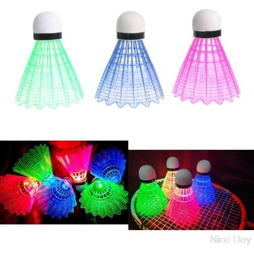 3pcs Dark Night LED Glowing Light Up Plastic Badminton Shuttlecocks Colorful Lighting Balls Indoor & Outdoor My18 20 Dropship