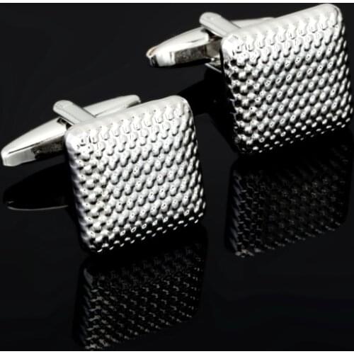 Hot Sale AAA Quality Laser Cufflinks Men French Excellent Cuff links Wholesale grid Cufflings silvery cuffs Christmas gift