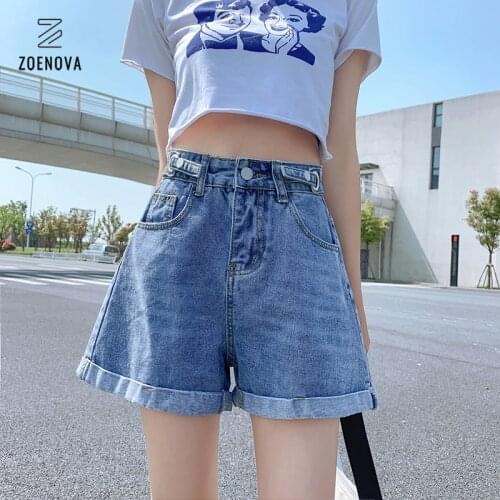 Adjustable Buttons Waist Denim Shorts Women Korean Fashion Casual 2021 New Arrival Summer Mini Jeans Short Female 25-31 Size