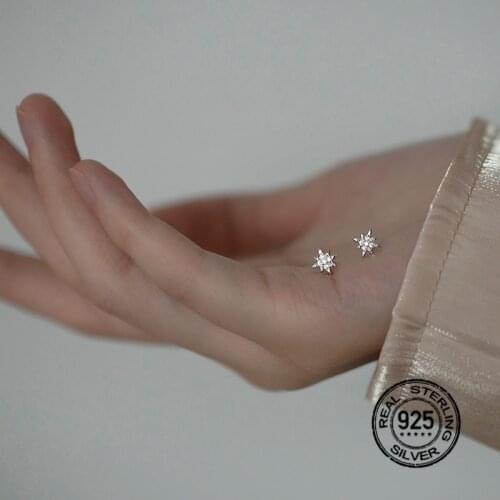 S925 Silver Earrings For Women Gold Set Six-Pointed Star Retro Simple Design Fashion Female Jewelry INEFFA Anti-Allergic Gift