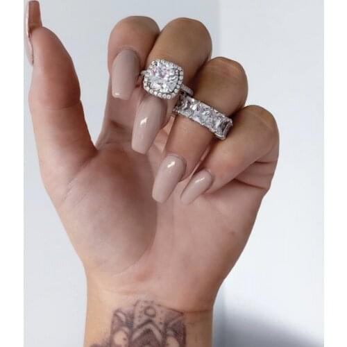 New 925 Sterling Silver Ring finger Engagement Wedding Rings for Women Princess-cut 3ct Diamond Jewelry 18K white gold gemstone