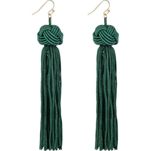 10 pairs/lot Fringe Tassel Earrings Long Dangle Earring Gold Color Beads Chinese Knot Drop Eardrop For Women Statement Jewelry