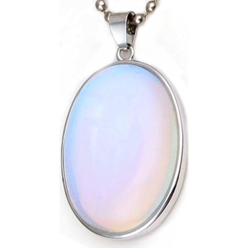 100-Unique Simple Style Silver Plated Opalite Opal Oval Shape Pendant For Anniversary Jewelry