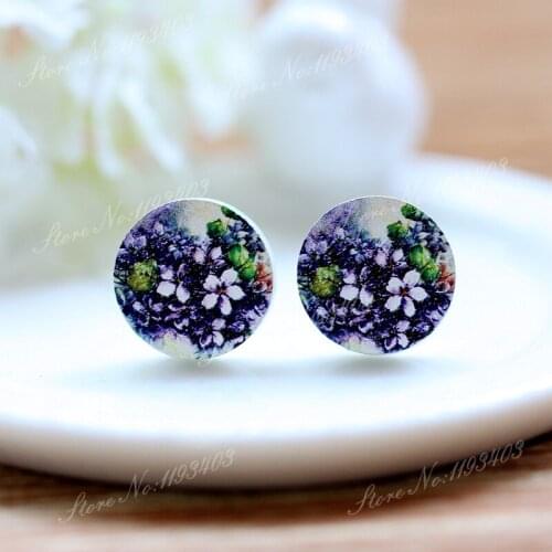 16mm Flower Round High Quality Photo Wood Laser Cut Cabochon to make Rings, Earrings, Bobby pin,Necklaces, Bracelets-(WEH-31)