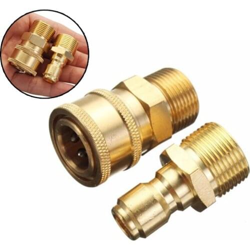 2Pcs Brass M22 3/8 Quick Adapter Connecter Coupling 14.8MM For Pressure Washer