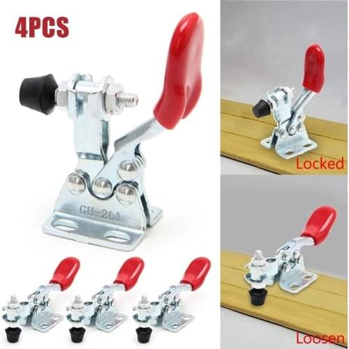 4pcs GH-201 Welding Fixed Fixture Horizontal Toggle Clamp Quick-Release Hand Clip Tool For Woodworking Horizontal Fixture
