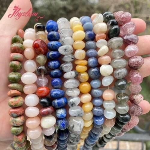Natural Freeform Jades,Lapis Agates Sunstone 8-9x9-11mm Stone Beads For DIY Necklace Bracelet Jewlry Making 15" Free Shipping