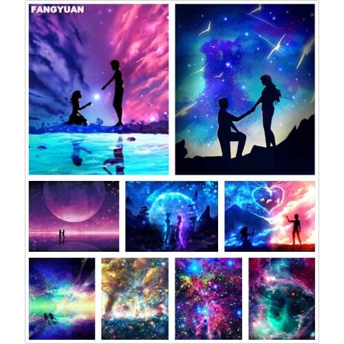 Full Drill Diamond Painting Lover Starry Sky 5D Diy Mosaic Diamond Embroidery Landscape Cross Stitch Kits Galaxy Home Decor Gift