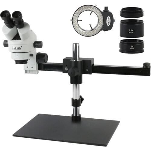 7~45X Continuous Zoom Binocular Stereo Microscope Guide Rail Universal Frame Bracket With 56 LED Light For PCB Inspection