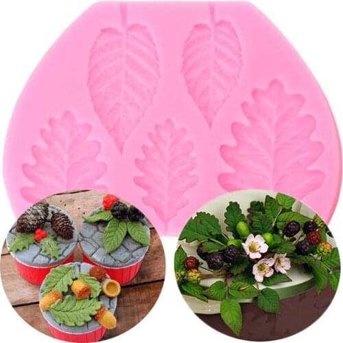 Blackberry Oak Leaves Silicone Mold Fondant Cake Decorating Tools Nuts Berries Cake Baking Mould Chocolate Gumpaste Moulds