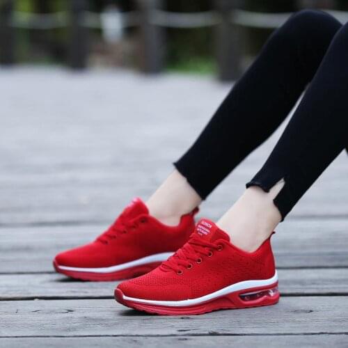 Large Size Breathable Light Weight Womens Running Shoes Red Sports Shoes Women Platform Sport Shoes Womans Sneakers Gym B-1484