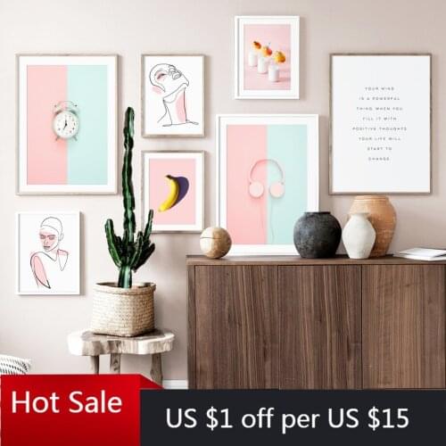 Banana Milk Clock Abstract Lines Quotes Prints Art Canvas Painting Wall Decor Pictures For Posters Aesthetic Room Decorative