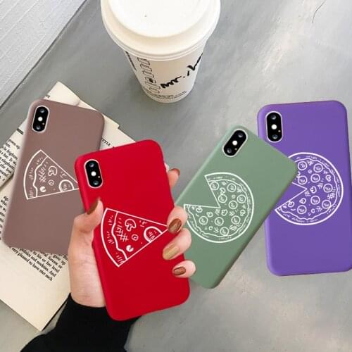 Jamular Pizza Phone Case for iphone 6 S 6plus 7 7plus 8 8plus X 10 XR XS Soft Cover Candy Color Cases Coque