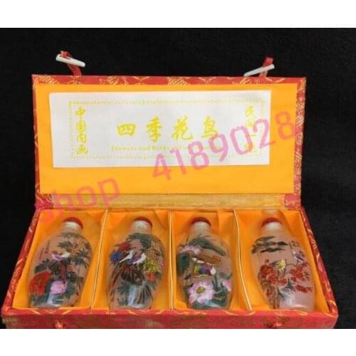 Four Seasons flower and bird, interior painting snuff pot,1 suit