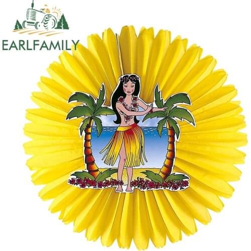 EARLFAMILY 13cm x 13cm for Hawaii Car Stickers Sunscreen Cartoon Decals Creative Waterproof Helmet Windows Decor Car Label