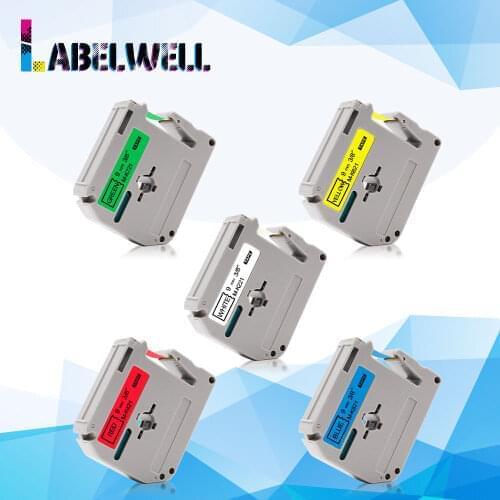 Labelwell Label Tape ribbon MK-221 MK221 M-K221 MK 221 MK-421 MK-521 MK-621 MK-721 for P-touch Labeler PT-65 PT-80 PT-90 PT-70