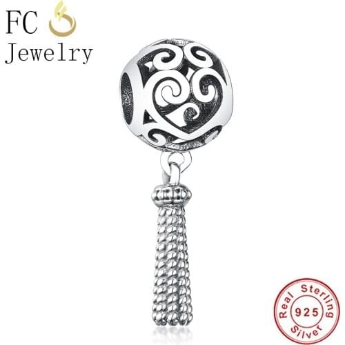 FC Jewelry Fit Original Brand Charms Bracelet Authentic 925 Silver Enchanted Heart Tassel Beads Necklace Pendant Berloque DIY