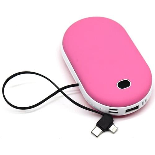 Hand warmer power bank 6000 mah built in cable phone charger 10000 mah