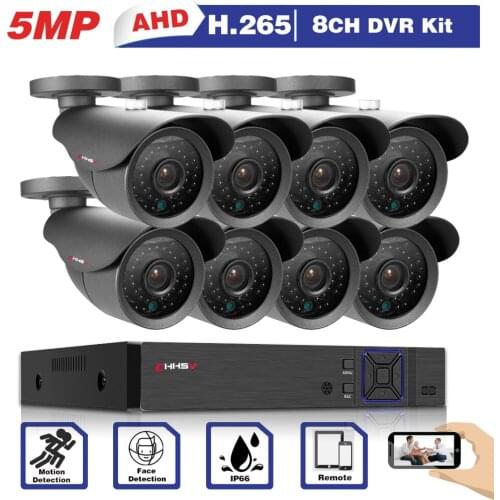 H.265 8CH 5MP HDMI AHD DVR Kit 8CH CCTV System 5MP HD 4/8pcs Indoor Outdoor AHD Camera Video Security Surveillance Set