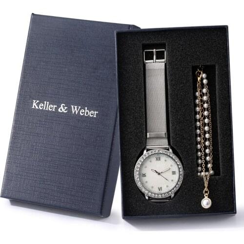 Girls Watch Set Bracelet Gift Women Rose Gold Quartz Wristwatch Romen Numerals Dial Lady Pearl Bracelets Gifts Box for Mother