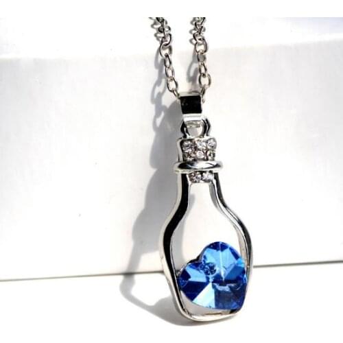 Creative Drift Bottle Necklace Gold Jewelry Love Drift Bottles Pendant Necklace Heart Crystal Pendant Necklace