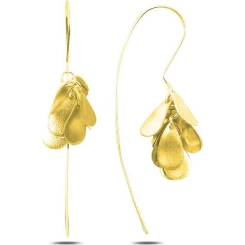 KUTAYDAN Dangle Drop Matte Textured Earrings 925 Sterling Silver
