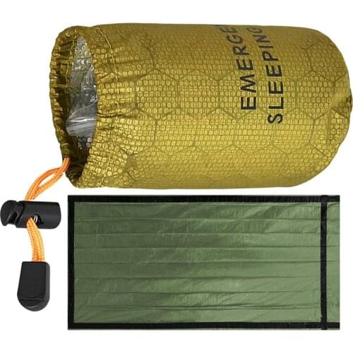 Lightweight Emergency Cold-proof Sleeping Bag Outdoor Camping Survival Blanket PE Aluminum Film Sleeping Bag With Whistle, Bag