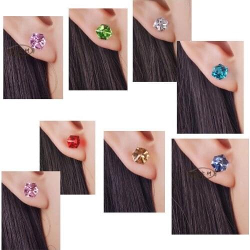 LUXUSTEEL Small Earrings Multilayer Color Chooer Stainless Steel Anti-allergy Geometry Clear Crystal Earrings Bijoux Babygirl