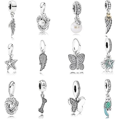 Fashion Jewelry S925 Silver Butterfly. Parrot. Dog Bones . Luminous Elegance Pendant Charm Original DIY Womens