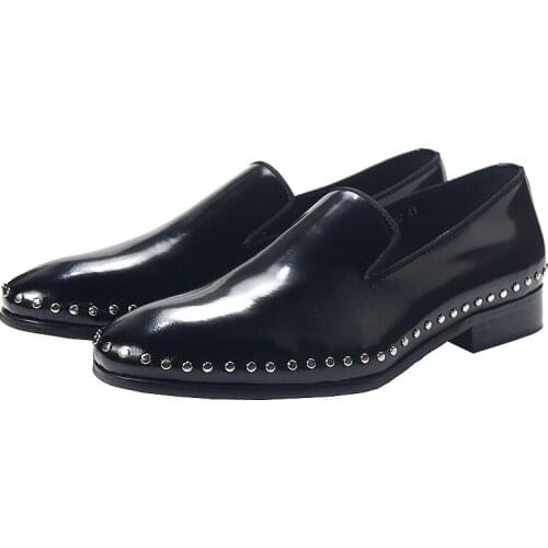 New Fashion Winter Genuine leather Black Men shoes Formal Dress shoes Top grade Oxford Slip on handmade Loafers