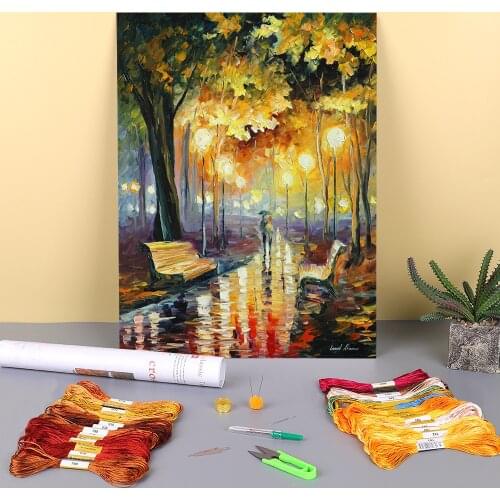 Fall Evening Colors Printed 11CT Cross-Stitch Kit Embroidery DMC Threads Craft Painting Handiwork Knitting Floss Home Jewelry